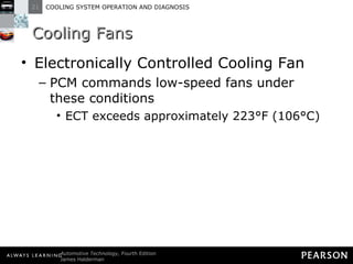 Cooling Fans Electronically Controlled Cooling Fan PCM commands low-speed fans under these conditions ECT exceeds approximately 223°F (106°C) 