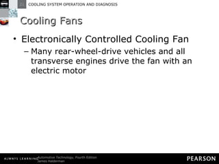 Cooling Fans Electronically Controlled Cooling Fan Many rear-wheel-drive vehicles and all transverse engines drive the fan with an electric motor 