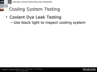 Cooling System Testing Coolant Dye Leak Testing Use black light to inspect cooling system 