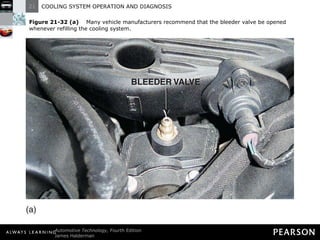 Figure 21-32 (a)   Many vehicle manufacturers recommend that the bleeder valve be opened whenever refilling the cooling system. 