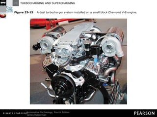 Figure 25-15   A dual turbocharger system installed on a small block Chevrolet V-8 engine. 