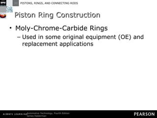 Piston Ring Construction Moly-Chrome-Carbide Rings Used in some original equipment (OE) and replacement applications 