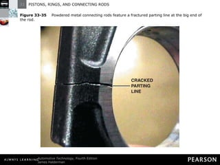 Figure 33-35   Powdered metal connecting rods feature a fractured parting line at the big end of the rod. 