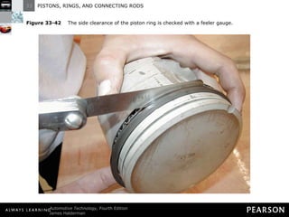 Figure 33-42   The side clearance of the piston ring is checked with a feeler gauge. 