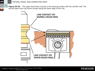 Figure 33-24   The upper barrel face ring has a line showing contact with the cylinder wall. The second taper face ring shows contact along the lower edge of the ring. 
