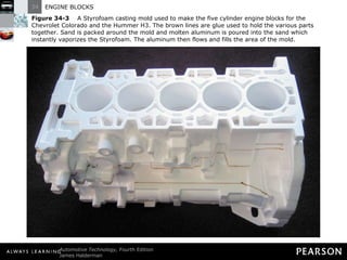 Figure 34-3   A Styrofoam casting mold used to make the five cylinder engine blocks for the Chevrolet Colorado and the Hummer H3. The brown lines are glue used to hold the various parts together. Sand is packed around the mold and molten aluminum is poured into the sand which instantly vaporizes the Styrofoam. The aluminum then flows and fills the area of the mold. 