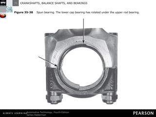 Figure 35-38   Spun bearing. The lower cap bearing has rotated under the upper rod bearing. 