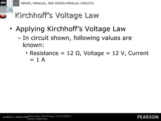 Kirchhoff’s Voltage Law Applying Kirchhoff’s Voltage Law In circuit shown, following values are known: Resistance = 12 Ω, Voltage = 12 V, Current = 1 A 