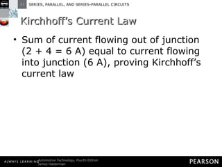 Kirchhoff’s Current Law Sum of current flowing out of junction (2 + 4 = 6 A) equal to current flowing into junction (6 A), proving Kirchhoff’s current law 