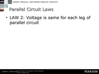 Parallel Circuit Laws LAW 2: Voltage is same for each leg of parallel circuit 