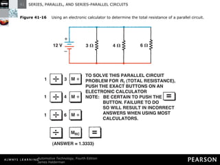 Figure 41-16   Using an electronic calculator to determine the total resistance of a parallel circuit. 