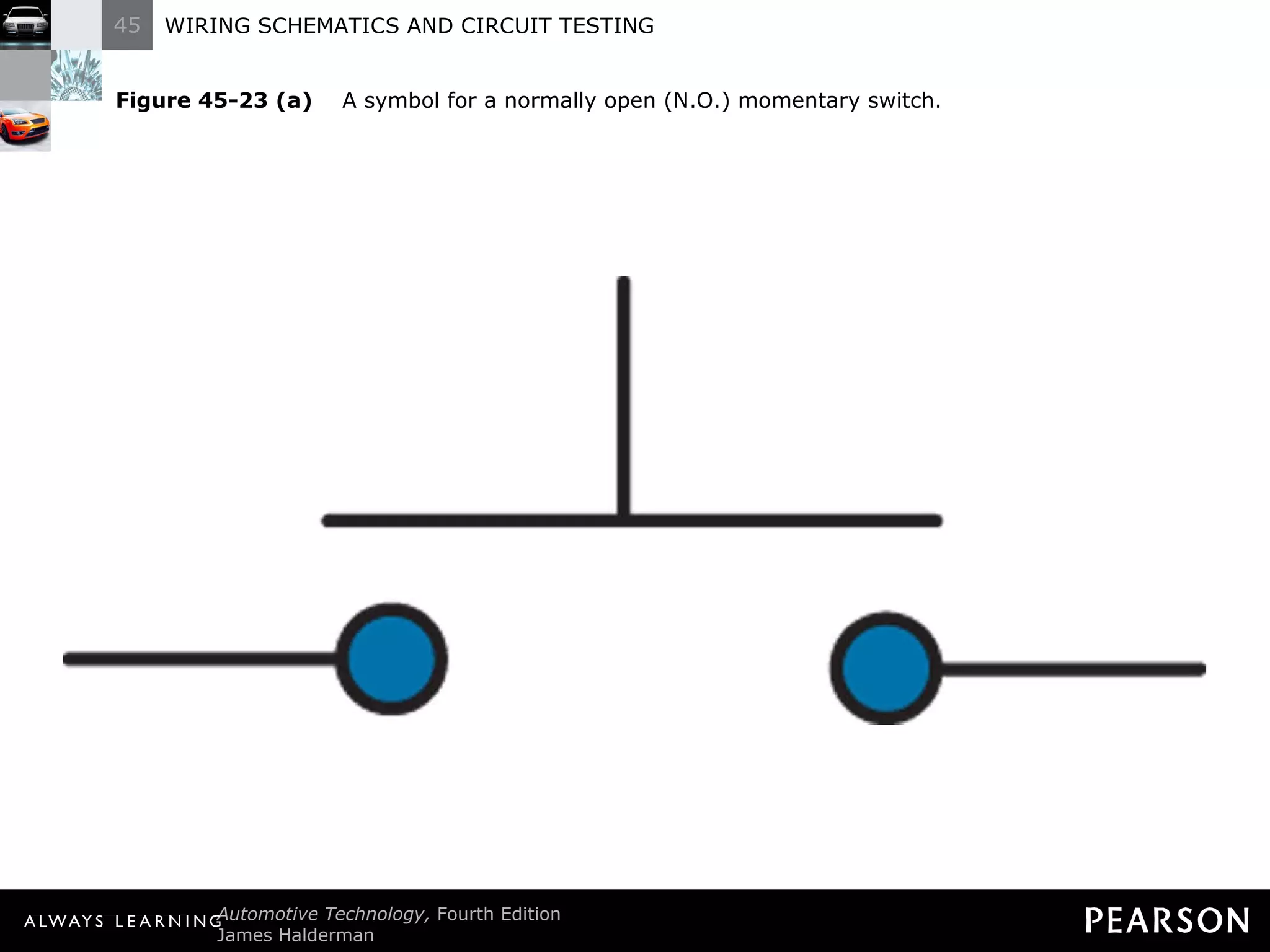 Figure 45-23 (a)   A symbol for a normally open (N.O.) momentary switch. 