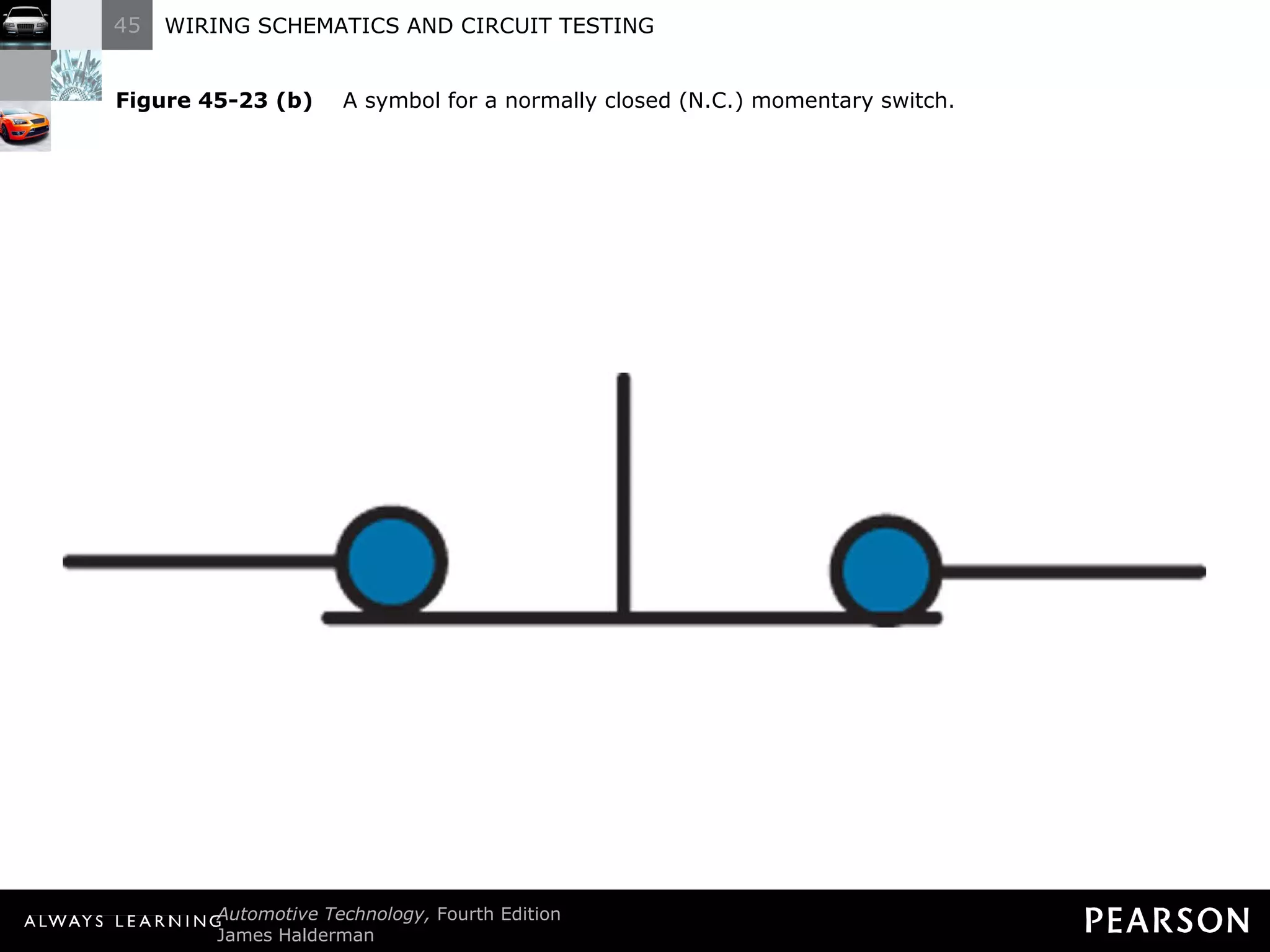 Figure 45-23 (b)   A symbol for a normally closed (N.C.) momentary switch. 
