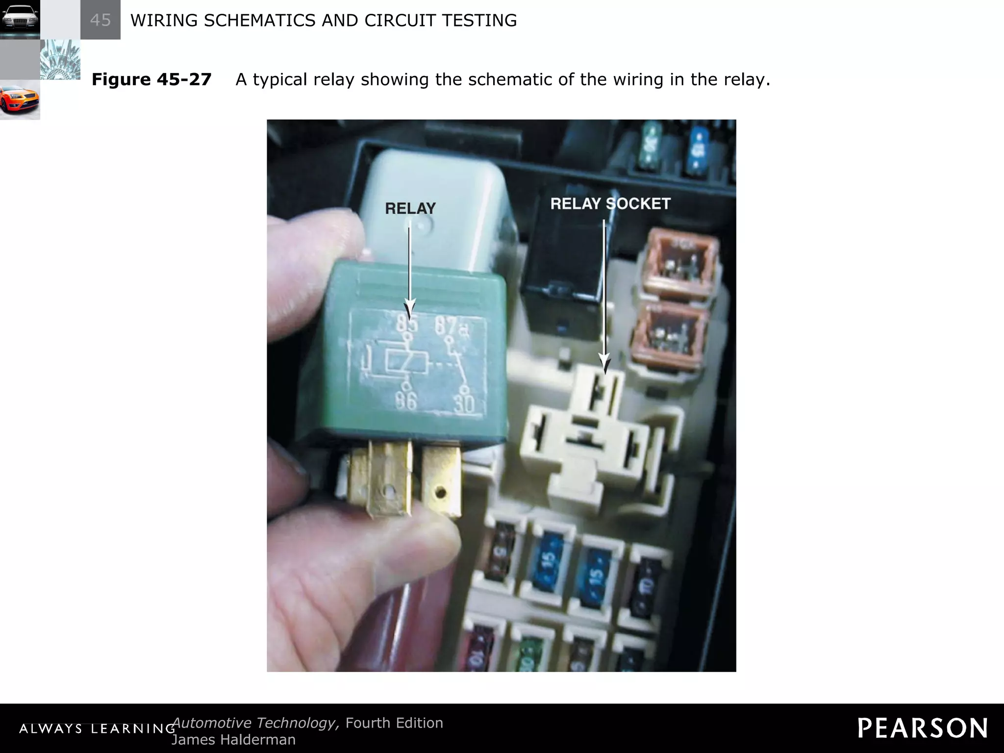 Figure 45-27   A typical relay showing the schematic of the wiring in the relay. 
