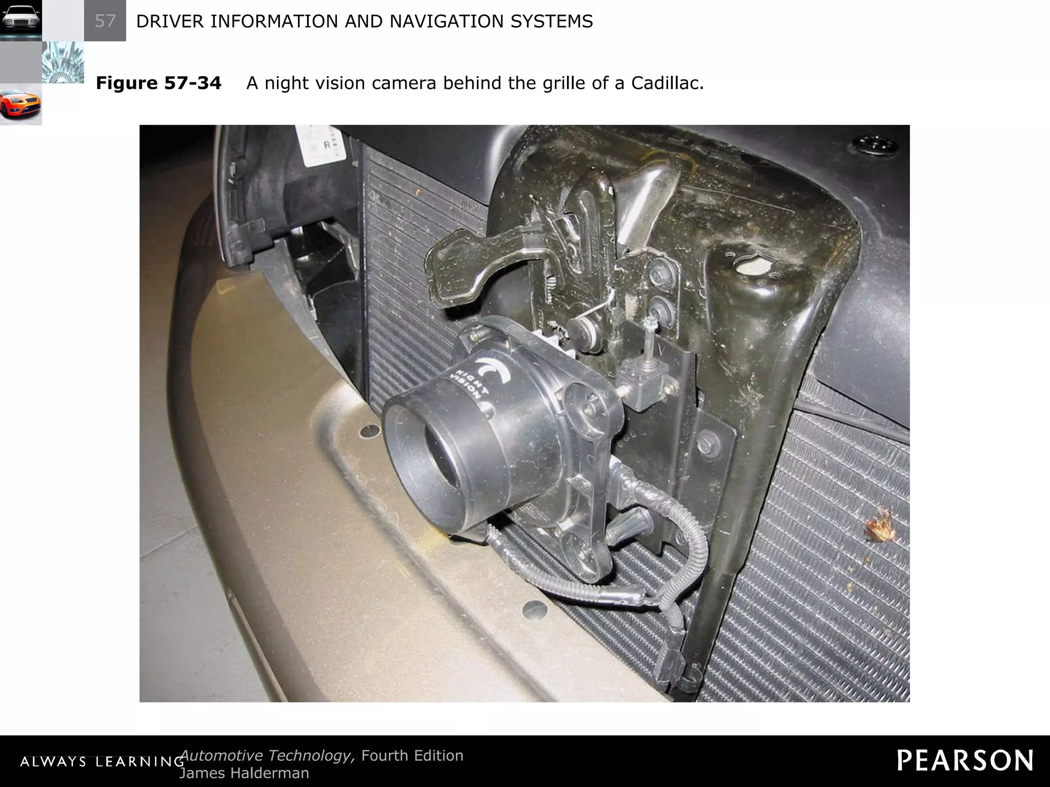 Figure 57-34   A night vision camera behind the grille of a Cadillac. 