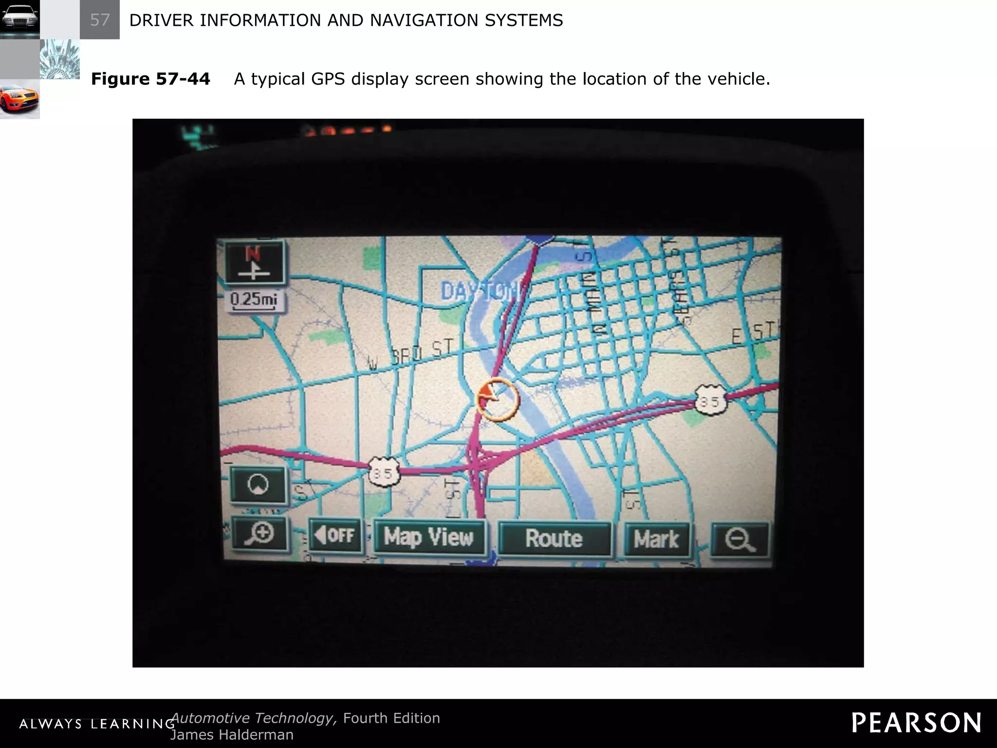 Figure 57-44   A typical GPS display screen showing the location of the vehicle. 