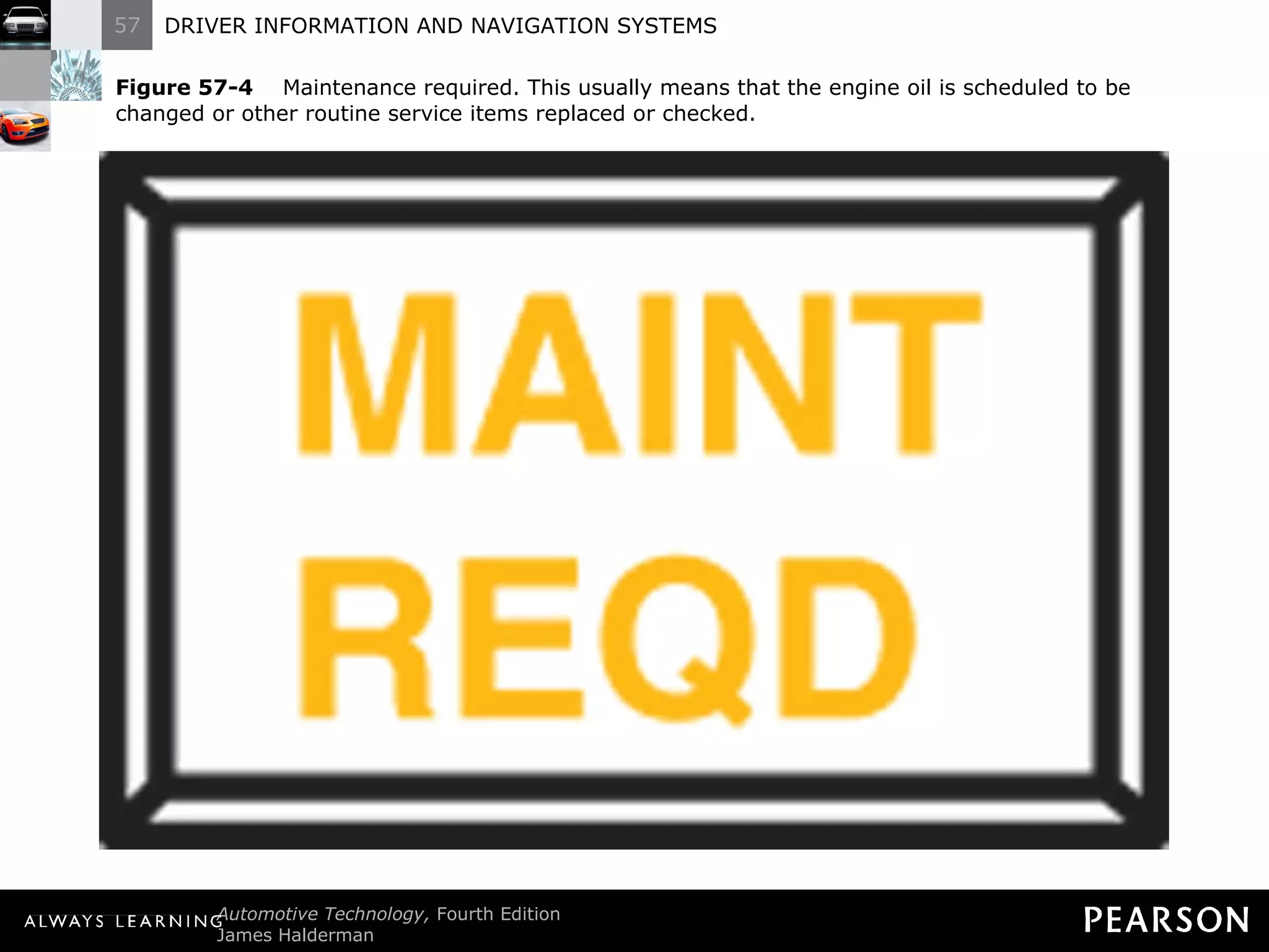 Figure 57-4   Maintenance required. This usually means that the engine oil is scheduled to be changed or other routine service items replaced or checked. 