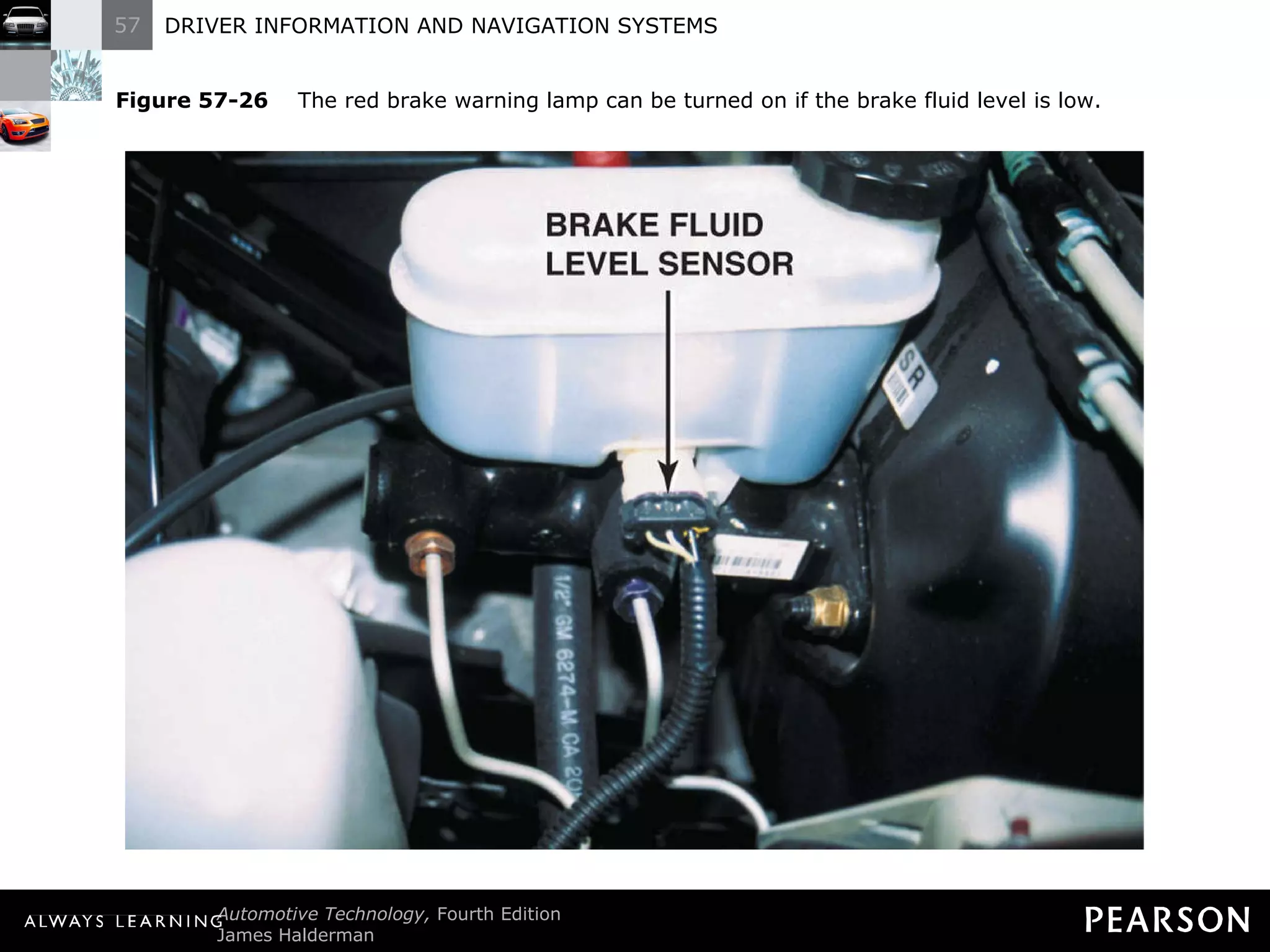 Figure 57-26   The red brake warning lamp can be turned on if the brake fluid level is low. 