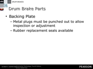 Drum Brake Parts Backing Plate Metal plugs must be punched out to allow inspection or adjustment Rubber replacement seals available 