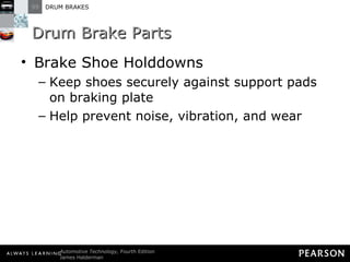 Drum Brake Parts Brake Shoe Holddowns Keep shoes securely against support pads on braking plate Help prevent noise, vibration, and wear 