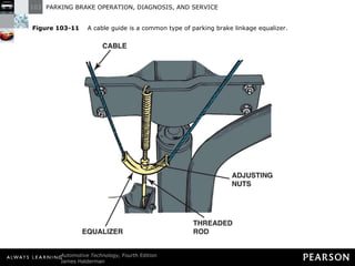 Figure 103-11   A cable guide is a common type of parking brake linkage equalizer. 
