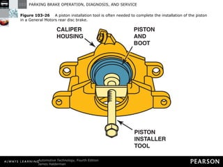 Figure 103-26   A piston installation tool is often needed to complete the installation of the piston in a General Motors rear disc brake. 