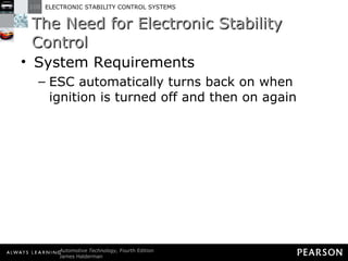 The Need for Electronic Stability Control System Requirements ESC automatically turns back on when ignition is turned off and then on again 