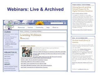 Webinars: Live & Archived 
