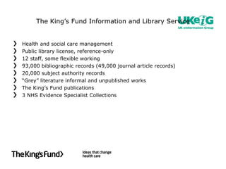 Matthew Hale - Open Source at the Kings Fund | PPT