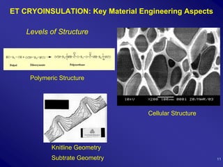 ET CRYOINSULATION: Key Material Engineering Aspects

    Levels of Structure




     Polymeric Structure




                                  Cellular Structure




            Knitline Geometry
            Subtrate Geometry                          11
 