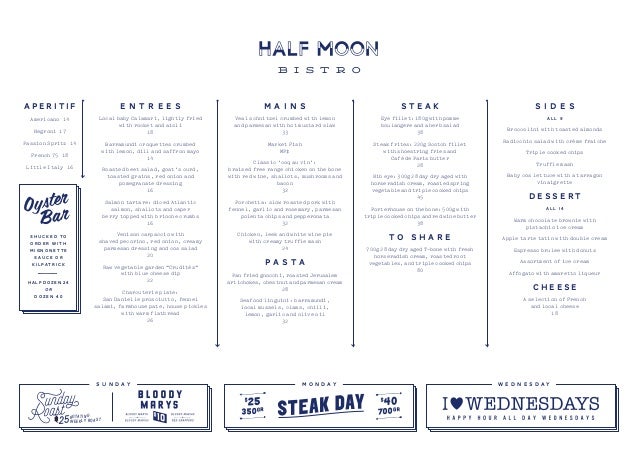 Half Moon Bistro Lunch Dinner Menu Half Moon Bistro Lunch Dinner Menu