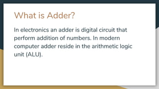 Half Adder And Full Adder Digital Electronics Engineering Pptx Half Adder And Full Adder Digital Electronics Engineering Pptx