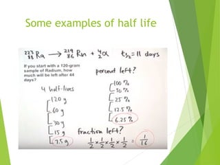 Some examples of half life
 
