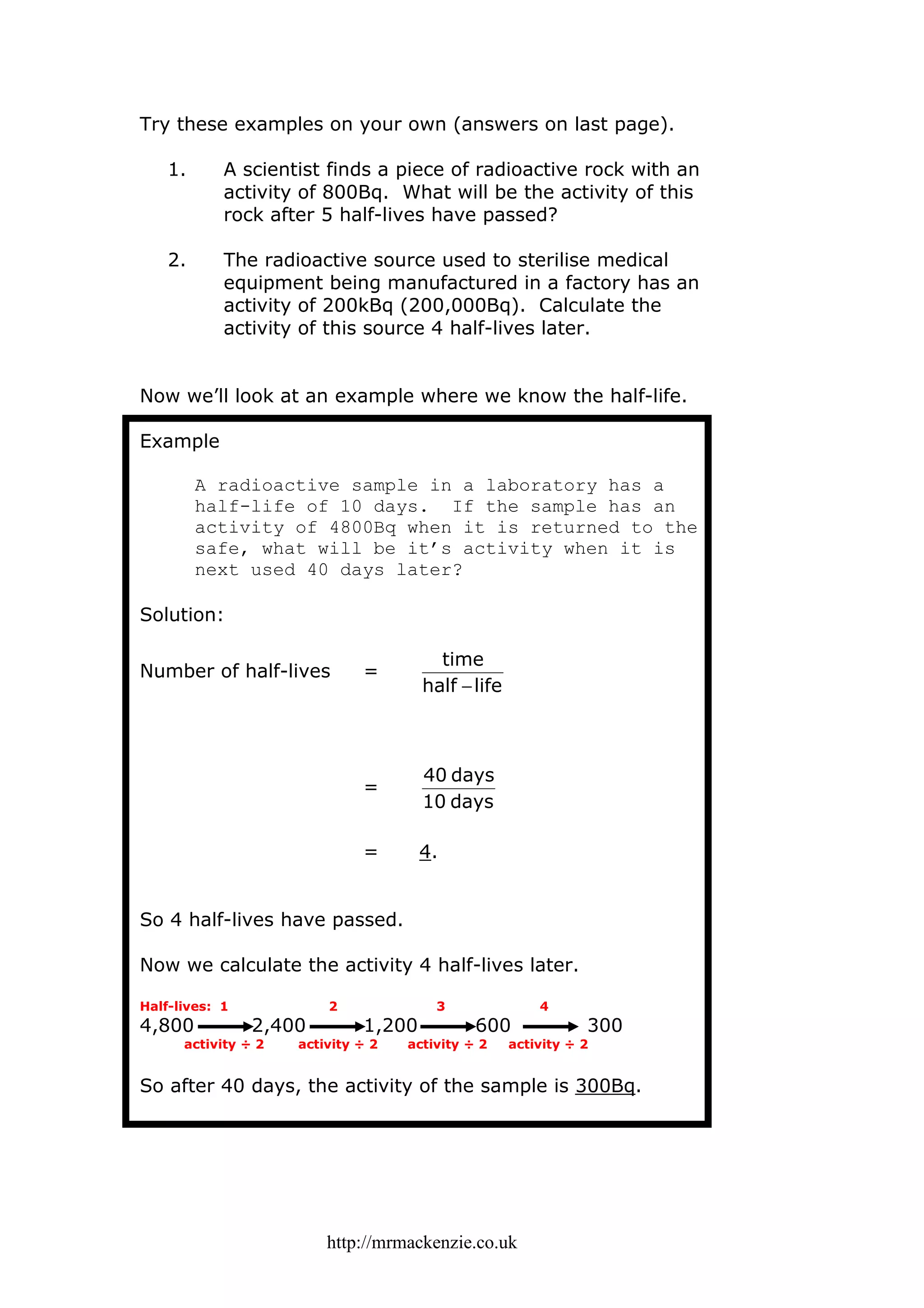 Half life calculations | PDF