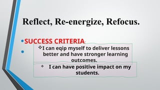 Reflect Reframe Refocus Reflect, Re-energize, Refocus: Enhancing Teaching Effectiveness and ...