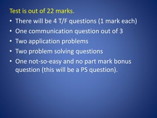 Grade 11, Half Test – Vector Comp, RM, PM | PPTX