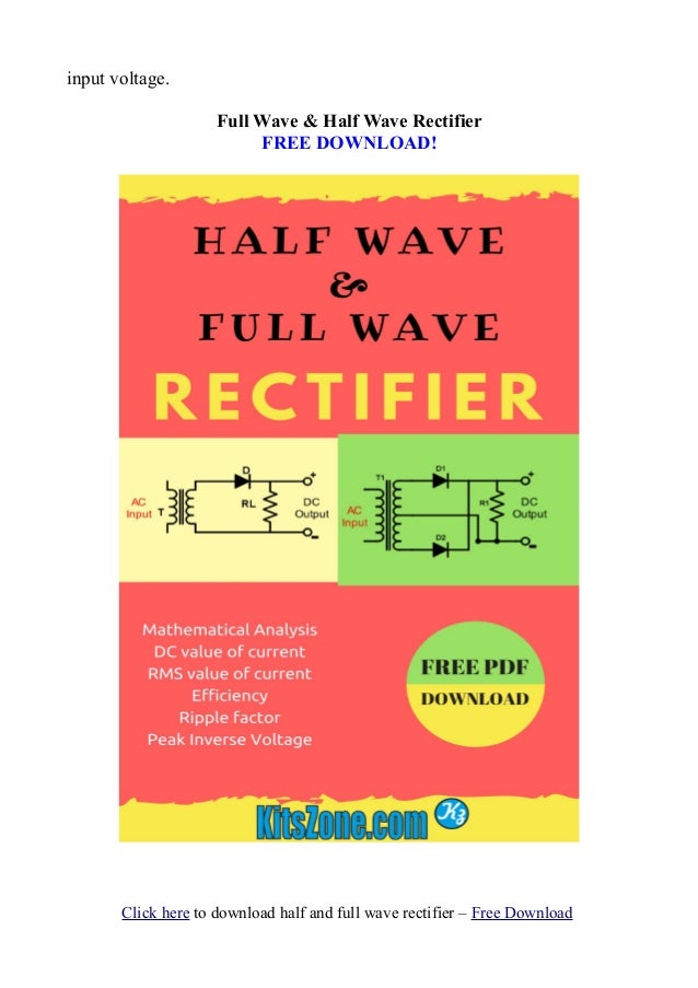 Half Wave Rectifier with Efficiency,Ripple factor Pdf
