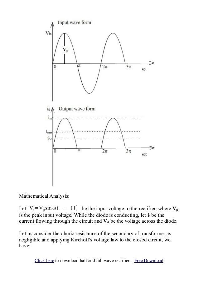 Half Wave Rectifier with Efficiency,Ripple factor Pdf