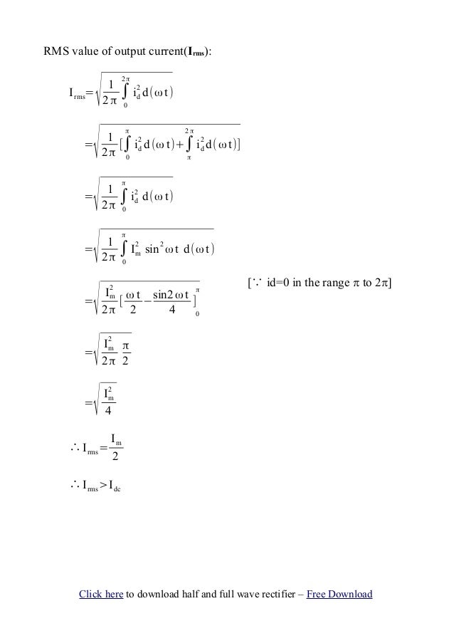 Half Wave Rectifier with Efficiency,Ripple factor Pdf