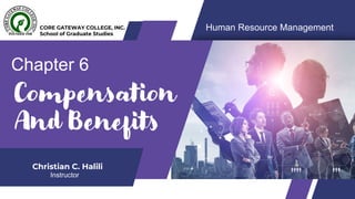 Chapter 6
Compensation
And Benefits
CORE GATEWAY COLLEGE, INC.
School of Graduate Studies
Instructor
Christian C. Halili
Human Resource Management
 