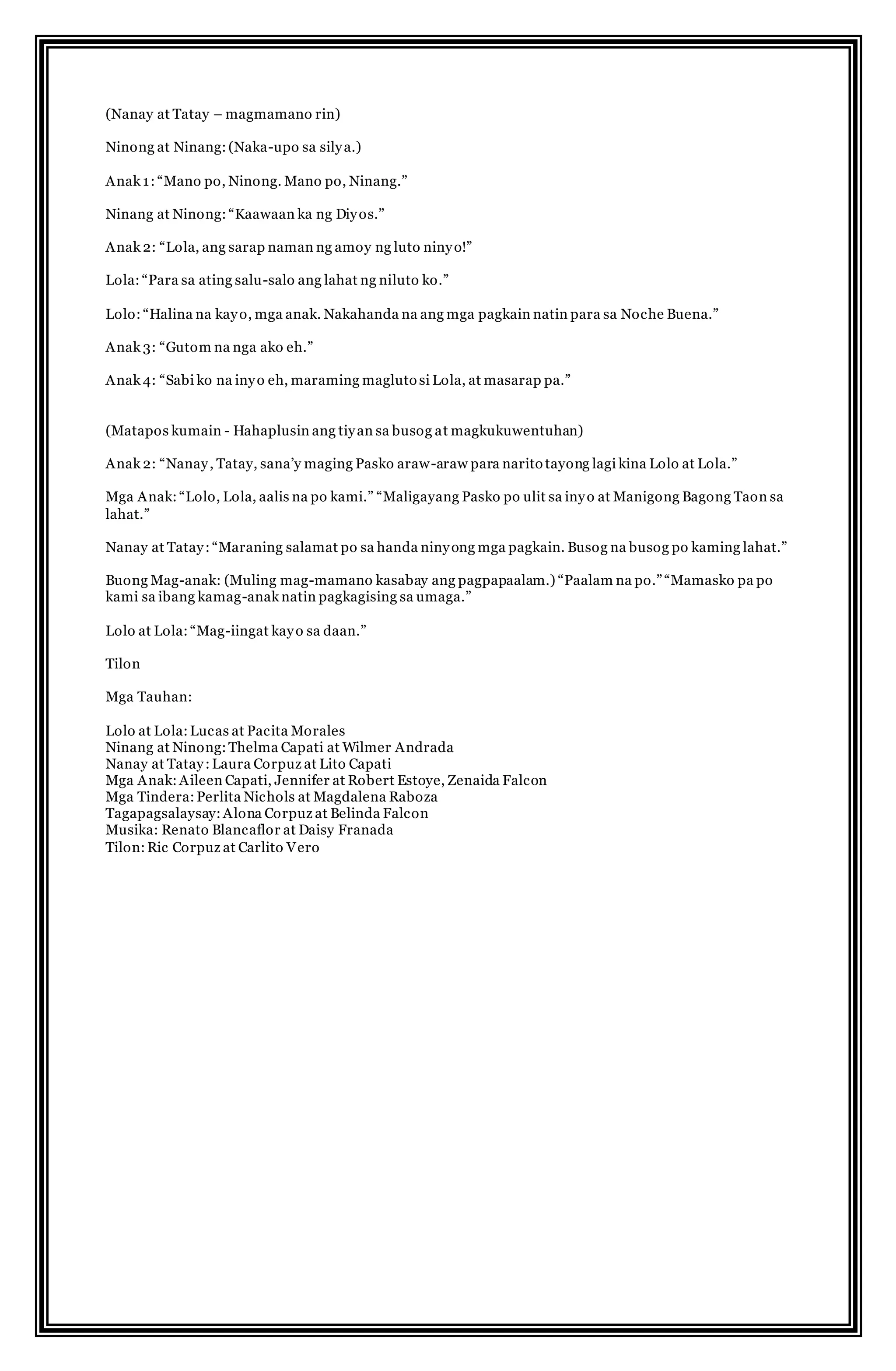 HALIMBAWA NG MGA DULA | DOCX