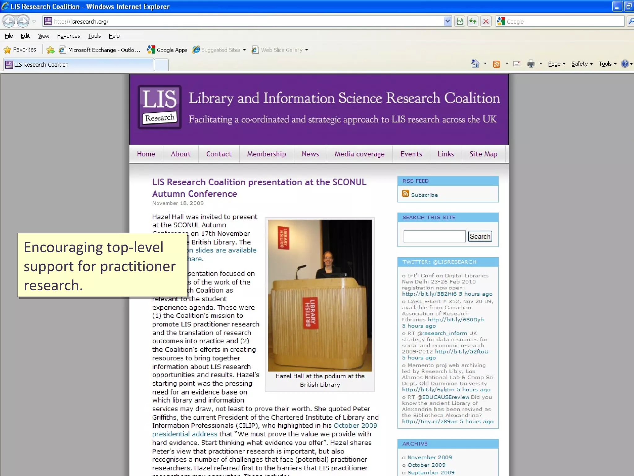 Encouraging top-level support for practitioner research. 