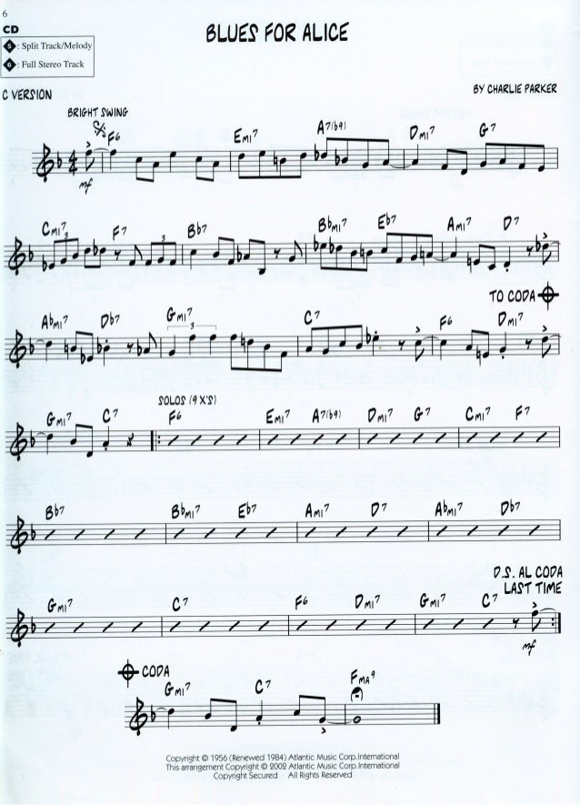 the blues blues for alice lead sheet
