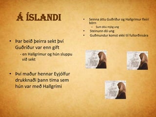 Starf hans sem presturBrynjólfur biskup fékk Hallgrími vinnu             -sem prestur á Hvalsnesi árið 1644Hallgrímur hafði ekki lokið prófi sem prestur            -en Brynjólfur vígði hann samt 