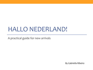 HALLO NEDERLAND!
A practical guide for new arrivals
By Gabriella Ribeiro
 