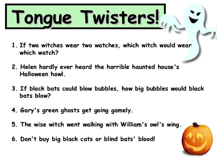Resultado de imagen de tongue twister halloween
