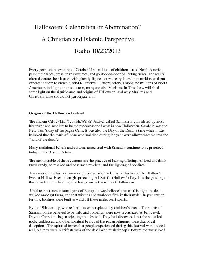 halloween celebration or abomination a christian and islamic perspective radio 1023