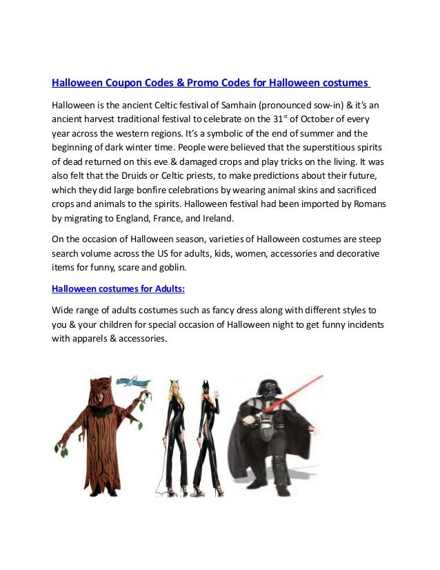 Halloween Costumes coupon codes for discounts on accessories