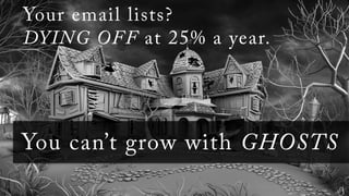 Your email lists? 
DYING OFF at 25% a year. 
You can’t grow with GHOSTS 
 