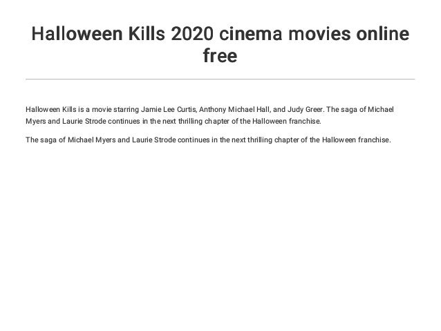 Halloween Kills 2020 Cinema Movies Online Free